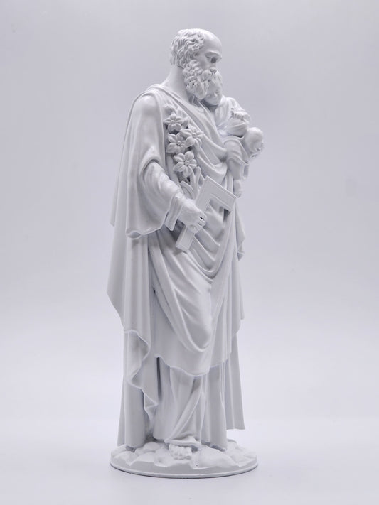 Statuette de Saint Joseph Portant l'Enfant Jésus - Peinte à la main