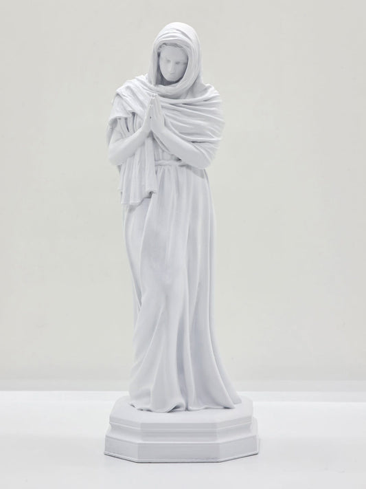 Statuette de la Vierge Marie Pleurant au Pied de la Croix – Peinte à la Main