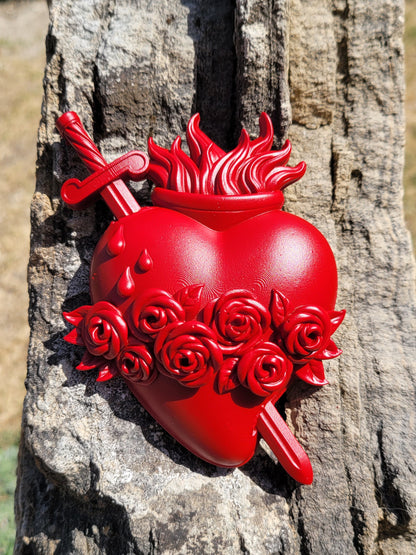 Set of 3 Red Holy Hearts
