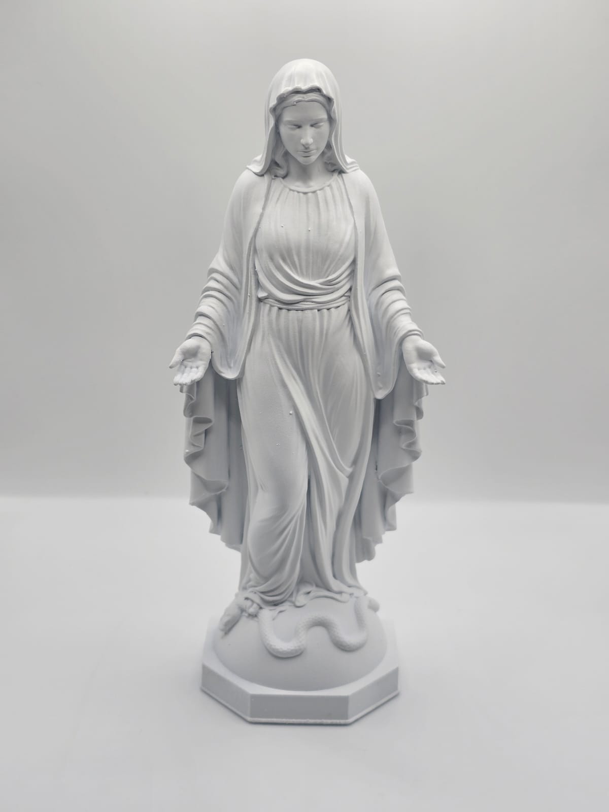 Statue de la Vierge Miraculeuse en marbre blanc reconstitué 100 cm