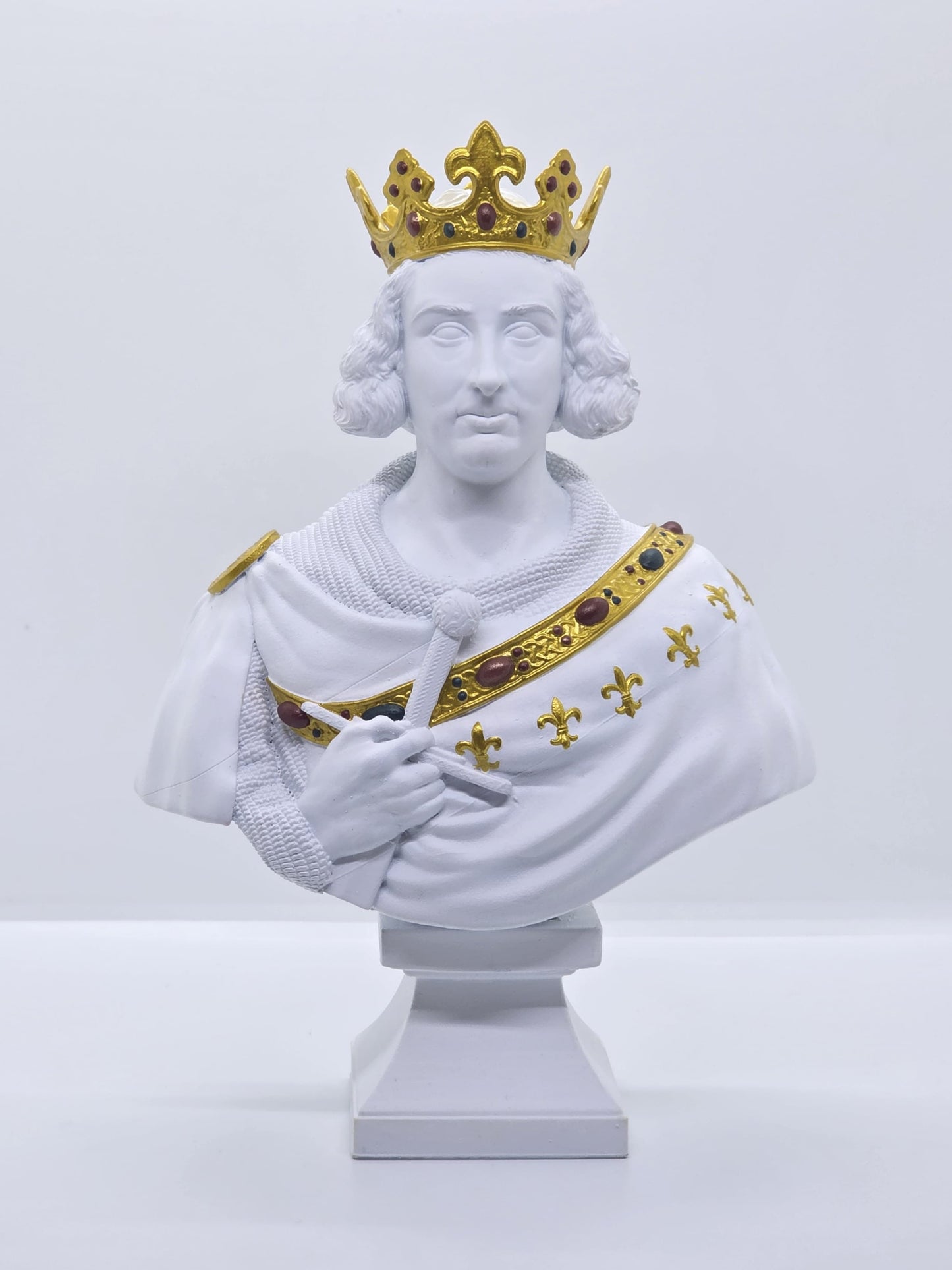 Buste de Saint Louis, Roi de France - Peint à la Main