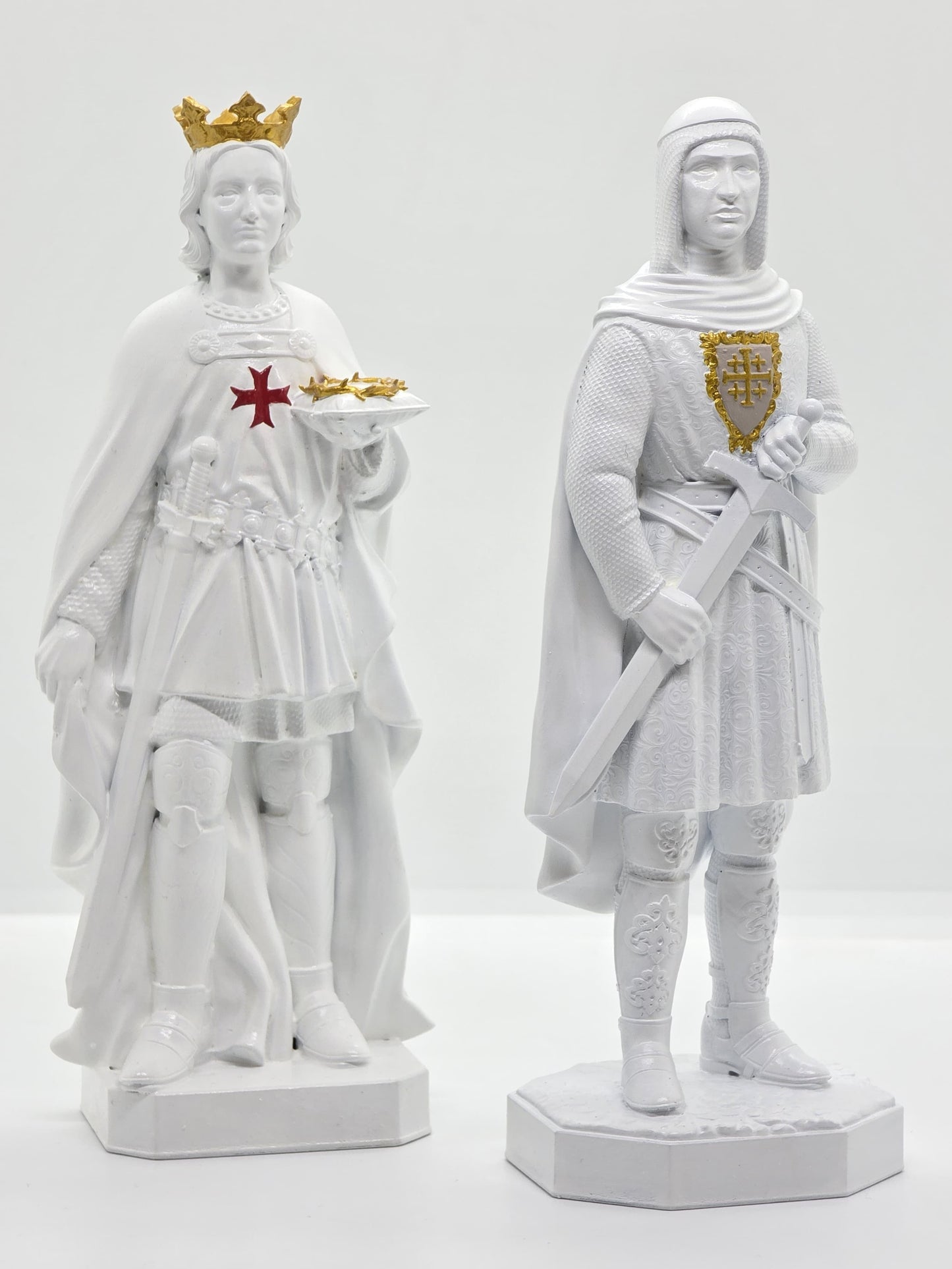 Pack - Rois Catholiques : Saint Louis & Baudouin IV - Peints à la Main - 20 centimètres